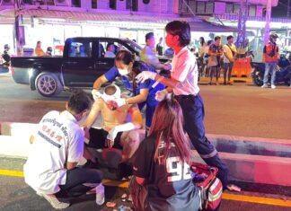 Three People, Including a Foreign Man on a Big Bike, Suffer Serious Injuries in Pattaya Motorbike Crash