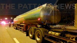 Sedan Collides with Fuel Tanker Truck in Pattaya, One Man Injured