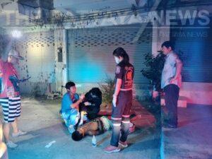 Glue Sniffing Homeless Man Falls from Third Floor of Building and Breaks His Arm in Pattaya