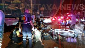 Russian Man Causes Multiple-Motorcycle Collision Late Night in Pattaya, Refuses Alcohol Test and Tries to Escape