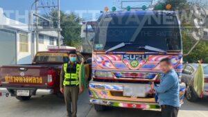 Thai Highway Police Pursue and Apprehend Truck Driver for Exceeding Legal Weight Limits in Nakhon Pathom