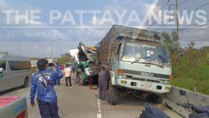 One Person Injured in Two Truck Collision in Banglamung