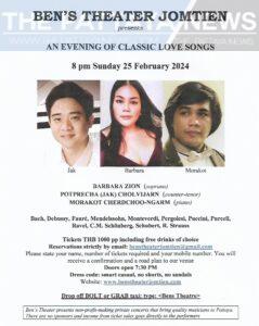 Two Great Music Events Soon at Bens Theatre Jomtien for Lovers of Classic Love Songs and Classical Music