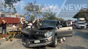 Pickup Truck Driver Critically Injured in Chonburi Highway Collision