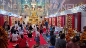 Devotees Gathered at Wat Chai Mongkol in Pattaya During Makha Bucha Day