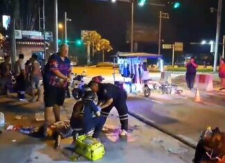 Chopper Collides with Pickup Truck in Banglamung, One Person Seriously Hurt