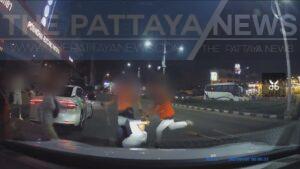 Pattaya Motorcycle Taxi Drivers Clash with Bangkok Taxi Driver