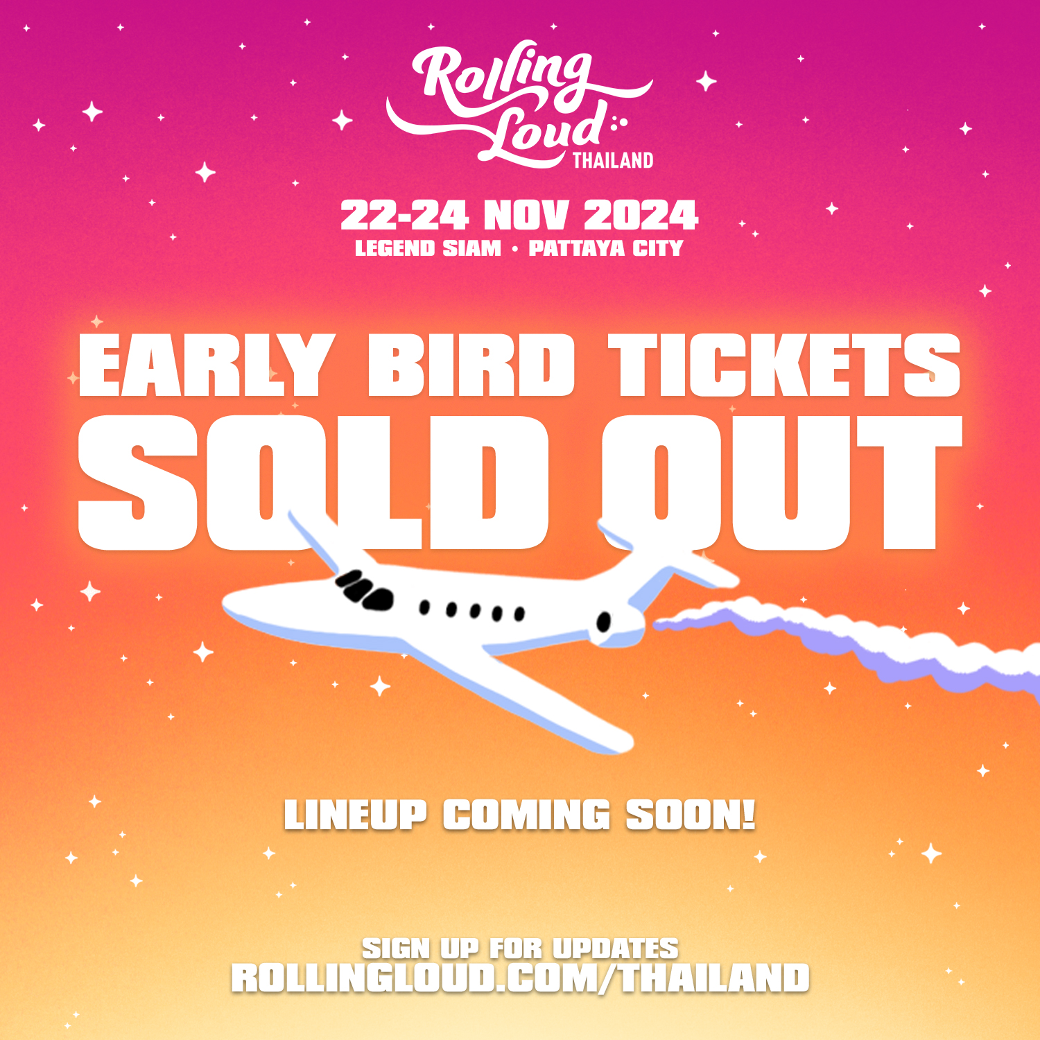 Early Bird Tickets for Rolling Loud Thailand 2024 SOLD OUT!! The