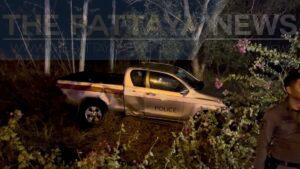 Pattaya Police Truck Collided Into By Drunk Driver on Rural Road in Chonburi, Two Officers Injured