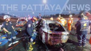 Man Killed in Fiery Car Crash in Pattaya on Motorway