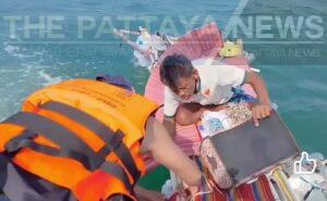 Homeless Man in Pattaya Rescued After Setting Sail on Homemade Raft Again