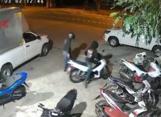 Gang of Motorcycle Thieves Caught on CCTV, Stealing 2 Motorcycles in One Night Near Pattaya