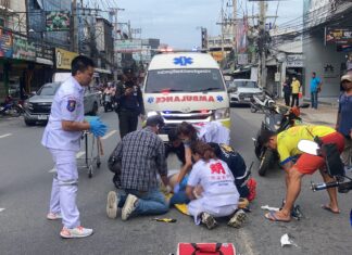 Chinese Tourist Seriously Injured After Falling from Pattaya Songthaew, Driver Escapes