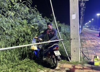 Motorcyclist Critically Injured in Collision with Utility Pole in Pattaya
