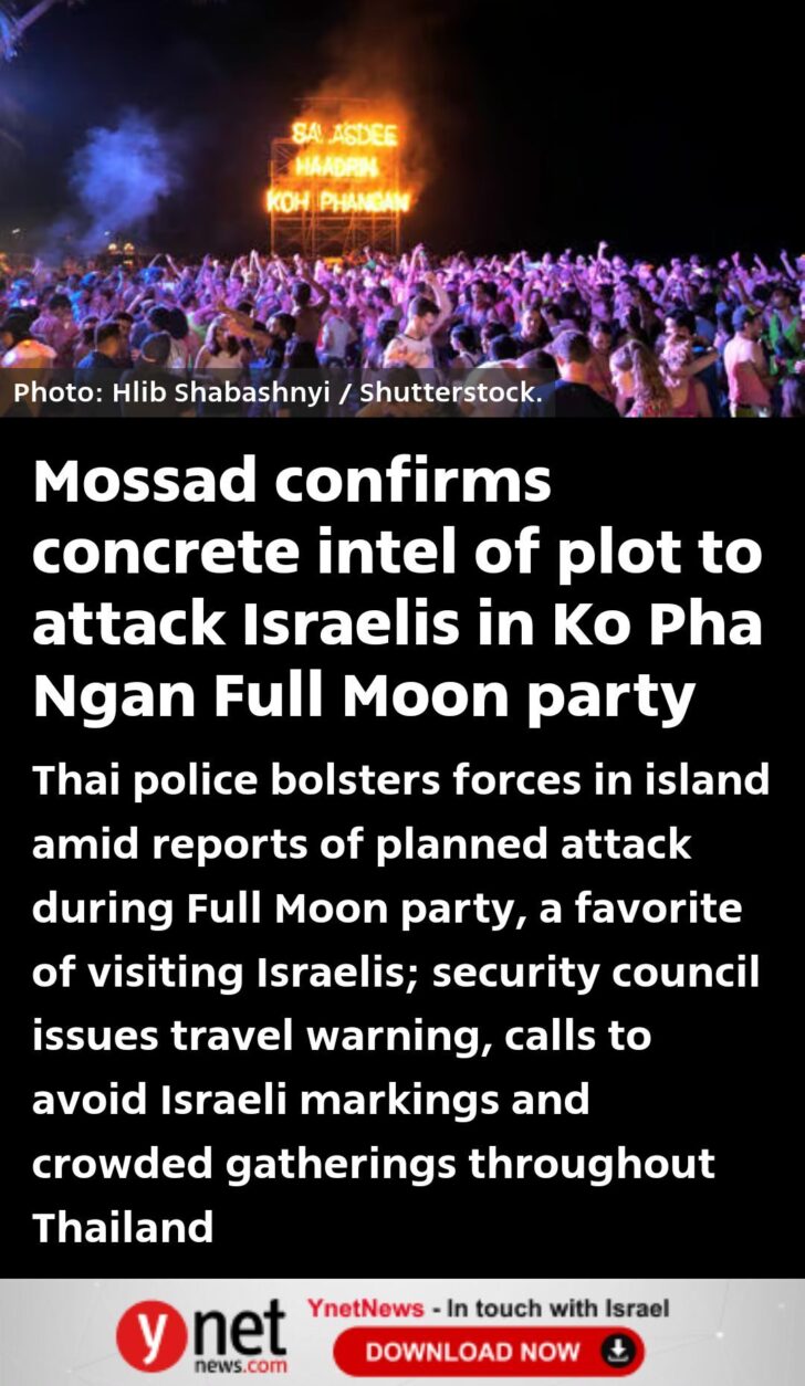 Thailand Increases Security for Full Moon Party Following Israeli