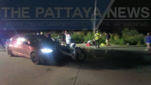 Myanmar Motorcyclist Injured in Crash on Dark Pattaya Highway