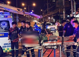 Food Delivery Rider and Another Motorcyclist Seriously Injured in Collision on Pattaya Road