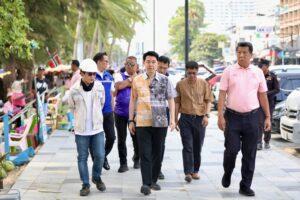 Pattaya Mayor Inspects Jomtien Beach Landscape Improvement Project, Now 80 Percent Complete
