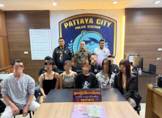 Pattaya Special Operations Police Arrest 10 Gamblers Playing Cards in Nongprue Restaurant