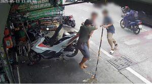 CCTV Captures Group of Angry Teenagers Assaulting Motorcycle Repair Shop Owner in Pattaya Over Revenge About Alleged Unrepaired Bike and Parking Fees