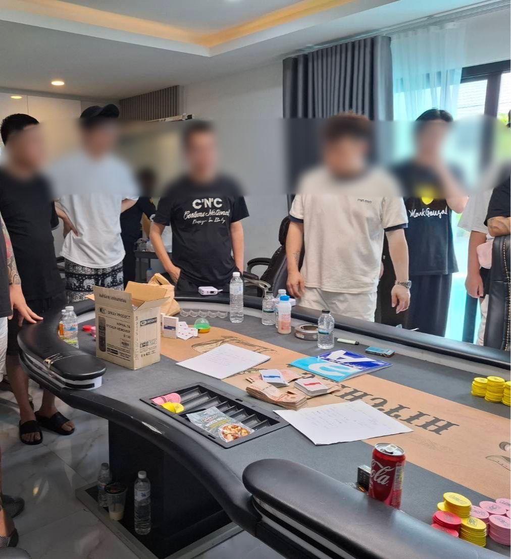 Chon Buri police bust illegal poker den, arrest nine foreigners | News by Thaiger