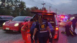 16-Year-Old Motorcyclist Crashes into 18-Wheeler While Avoiding Pothole Near Pattaya, Three Teens Injured