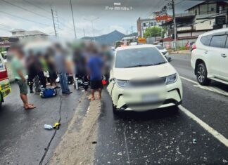 Car Crash in Sri Racha Leaves Motorcycle Taxi Rider Critically Injured