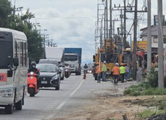 Work Continues in Sri Racha to Replace Power Poles After Pickup Truck Crash Topples Over a Dozen