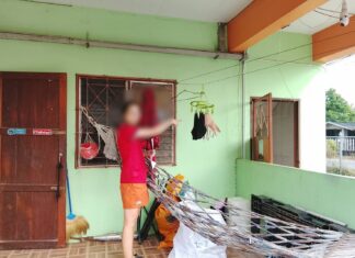 チョンブリのアパートで下着連続窃盗犯が3度目の襲撃、防犯カメラが捉える