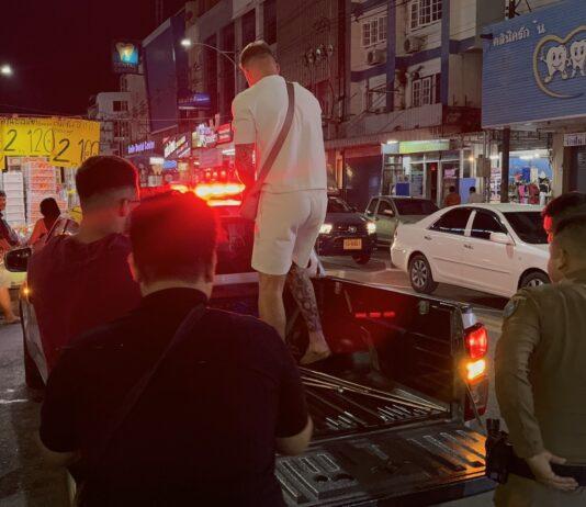 European and Arab Tourists Brawl in Pattaya Street After Motorcycle Sideswipe, Pregnant Foreign Woman Injured