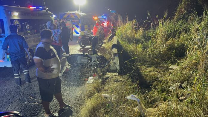 Четверо молодых людей получили травмы в результате ночной аварии на мотоцикле в Паттайе