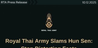 Королевская армия Таиланда заявляет, что Хун Сен искажает факты, и что Камбоджа является агрессором в продолжающихся пограничных столкновениях.