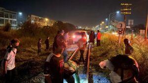 Drunk Driver Stranded on Railway Tracks in Pattaya After Following Motorcycle Rider
