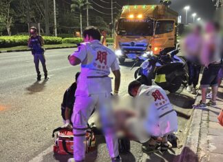 Två ryssar och två irakier skadade i motorcykelolycka i Pattaya, irakier körde fel på Sukhumvit, säger polisen.
