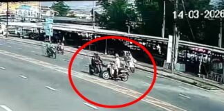 Monitoring uchwycił dramatyczną kolizję motocyklową w Sri Racha, w wyniku której dwóch motocyklistów zostało rannych
