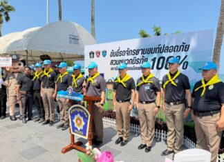 Pattaya-polisen lanserar kampanjen ”Säker färd, 100 % hjälmanvändning” för att öka trafiksäkerheten