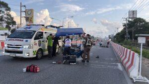 Foreigner on Sidecar Motorcycle Crashes into Thai Cyclist in Pattaya Area, Both Injured