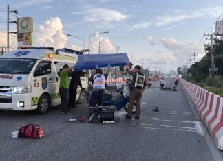 Foreigner on Sidecar Motorcycle Crashes into Thai Cyclist in Pattaya Area, Both Injured