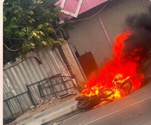 Woman Abandons Burning Motorcycle and Flees for Safety on Pattaya Third Road