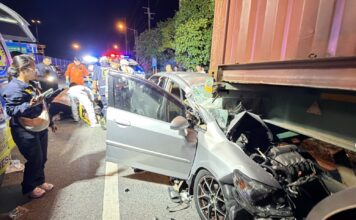 Factory Worker Seriously Injured After Sedan Crashes Into Rear of Parked 18-Wheeler Near Pattaya