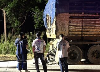 Truck Driver Stops to Relieve Himself on Dark Highway Near Pattaya; Young Factory Worker Dies After Crashing his Motorcycle into the Parked Truck