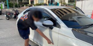 Gunman Tails and Opens Fire on Car in Jomtien in Broad Daylight Near Rompho Morning Market, Bullet Lodges in Door, Driver Escapes Unhurt