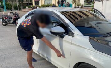 Gunman Tails and Opens Fire on Car in Jomtien in Broad Daylight Near Rompho Morning Market, Bullet Lodges in Door, Driver Escapes Unhurt
