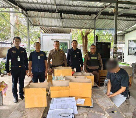 Chinese Man Arrested in ฺBanglamung for Possession of 1,292 Packs of Contraband Cigarettes