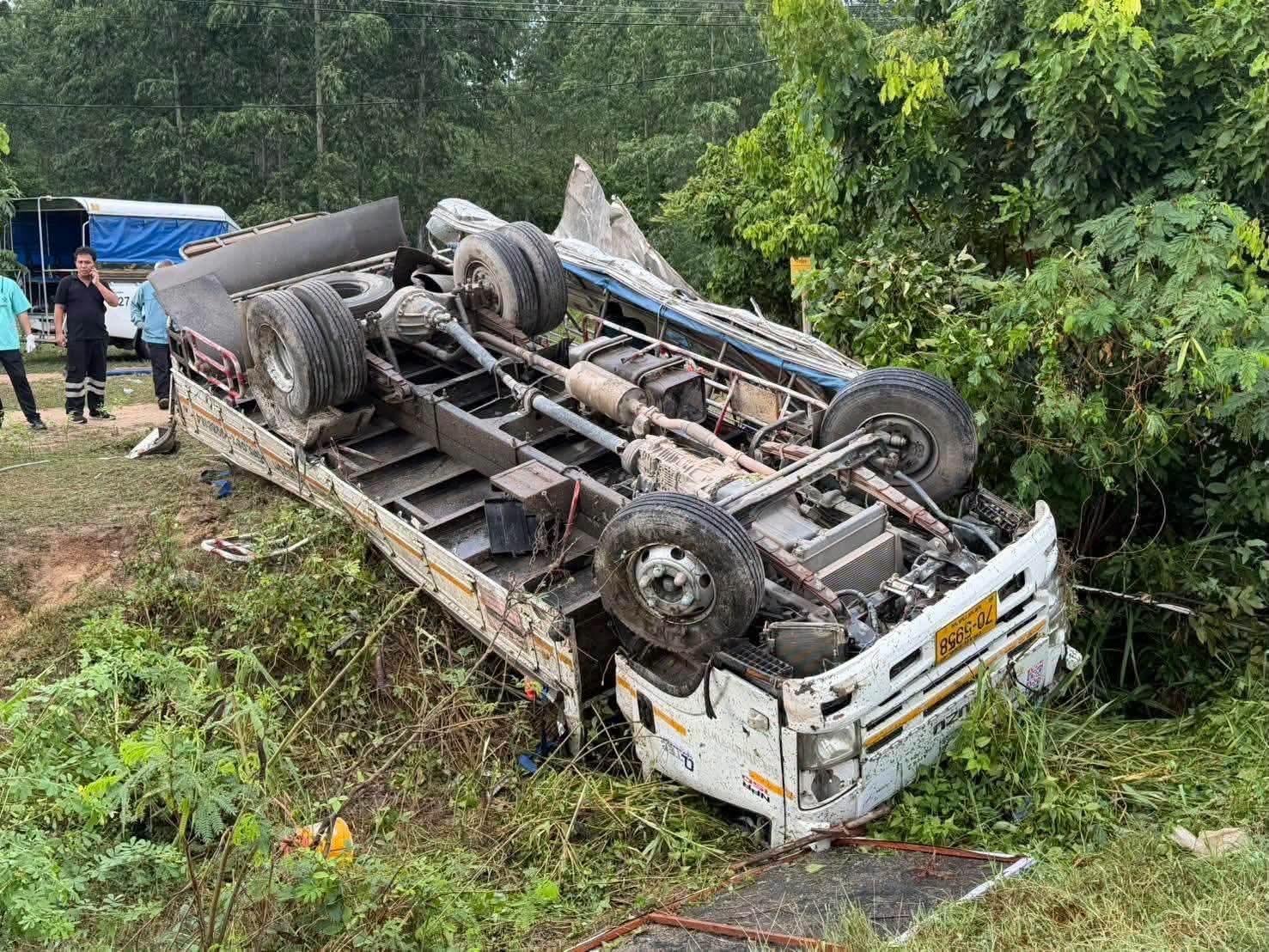 At Least Eleven People Injured After Worker Truck Overturns on Highway 36 near Pattaya, Driver Blames Slippery Road FB_IMG_1790063630816
