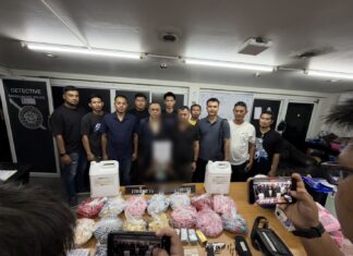 Chonburi Police Seize 2,800 Ketamine Zombie Vape Pods, Gun, and Meth in Sri Racha Raid After Car Chase